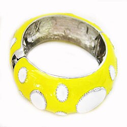 Yellow with White Ovals Enamel Bangle Bracelet