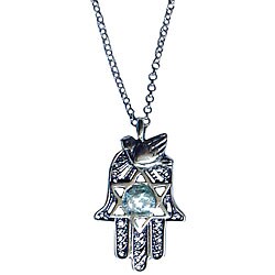 Filligree Dove of Peace and Star Chamsa Necklace (Israel)