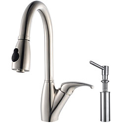 Kraus Stainless Steel Pull-out Kitchen Faucet and Soap Dispenser