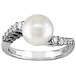 14k Gold FW Pearl and 1/4ct TDW Diamond Ring (7-8 mm)
