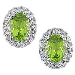 10k Gold Peridot and 1/5ct TDW Diamond Earrings