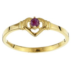 10k Yellow Gold Amethyst Heart Ring