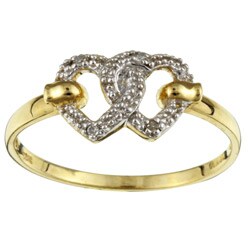 10k Yellow Gold Double-heart Diamond Ring