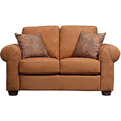 Olga Rolled Arm Spice Microfiber Loveseat