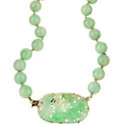Antique Carved Jade Beaded Estate Necklace