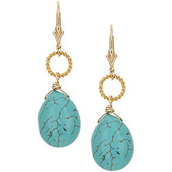 Charming Life 14k Goldfill Turquoise-blue Magnesite Earrings