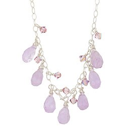 Charming Life Sterling Silver Cape Amethyst Fringe Crystal Necklace
