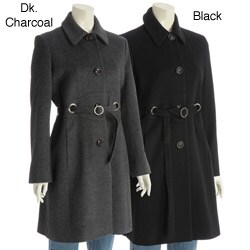 Via Spiga Plus Size Cashmere Blend Belted Grommet Walker Coat