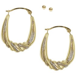 10k Gold Ball and Fancy Two-tone Hoop Earring Set