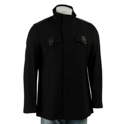 Cole Haan Men's Black Wool Blend Military Jacket