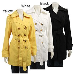 London Fog Women's Faux Silk Short Trench Coat
