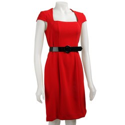 London Times Women's Belted Sheath Dress