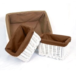 Wicker Storage Basket with Fabric Liner (Set of 3)