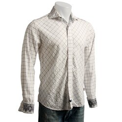 English Laundry Men's Diamond Check Embroidered Shirt