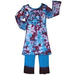 AnnLoren Girl's Purple/ Blue Tie-dye Outfit