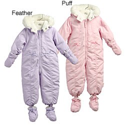 Weatherproof Infant Girl's Hooded Snowsuit