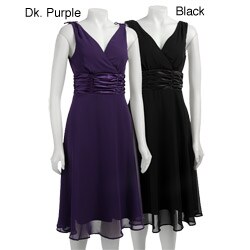 Connected Apparel Women's Chiffon Tie-shoulder Dress