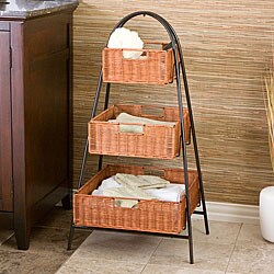 Rattan 3-tier Arced Storage Basket Shelf