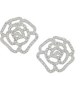 14k White Gold 1/2ct TDW Diamond Flower Earrings