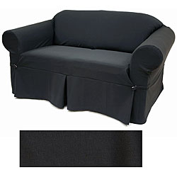 Solid Black Loveseat Slipcover