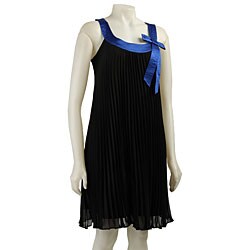 Robbie Bee Women's Pleated Chiffon Trapeze Dress