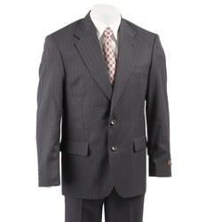 Wall Street Collection Men's Navy Stripe Wool Suit