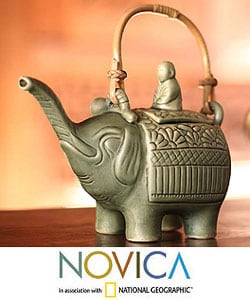 Ceramic 'Buddha and the Jade Elephant' Teapot (Indonesia)