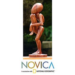 Wood 'Single Prop Yoga' Statuette (Indonesia)