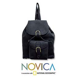 Leather 'Liquorice' Backpack (Mexico)