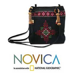 Cotton 'Mountain Signals' Shoulder Bag (Thailand)