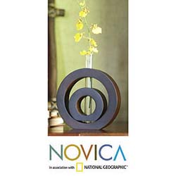 Mango Wood 'Successive Circles' Vase (Thailand)
