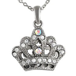 Iced Out Zinc Alloy Rhinestone Crown Necklace