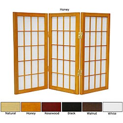 Wood/ Paper 2-foot 3-panel Miniature Windowpane Shoji Screen (China)