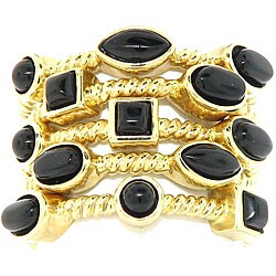 14k Goldplated Silver Onyx 5-band Ring