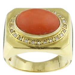 18k Gold Coral 1/4ct TDW Diamond Estate Ring (Size 9)