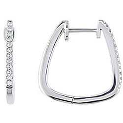 10k White Gold 1/10ct TDW Diamond Hoop Earrings