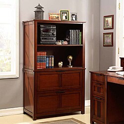 Cherry Mission-style Lateral File with Hutch