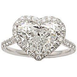 18k White Gold 4 1/2ct TDW Heart Diamond Ring (SI-1-2)