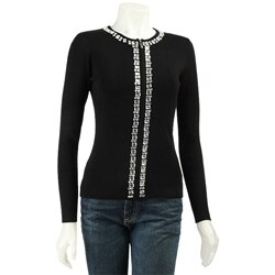 Cyrus Women's Long-sleeve Rhinestone Accented Sweater