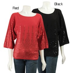 Cyrus Women's 3/4-length Dolman-sleeve Sequin Top