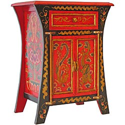 Tibetan Hand-painted Dragons Red/ Black End Table