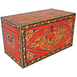 Tibetan Hand-painted Red Coffee Table/ Chest