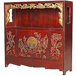 Handmade Gold-trim Wood Storage/ Display Cabinet