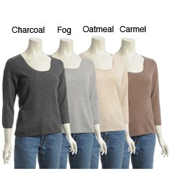 Lusso Women's Scoop-neck Cashmere Sweater