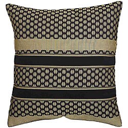 Decorative Stars Black Thai Silk Cushion Cover