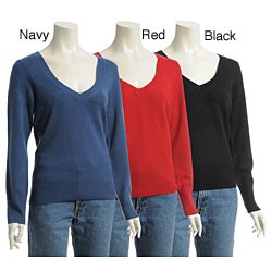 Lusso Women's V-neck Cashmere Sweater