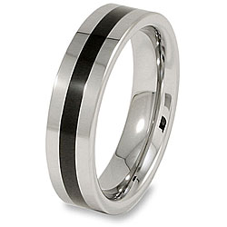 Men's Tungsten Carbide Polished Black Resin Inlay Band (6 mm)