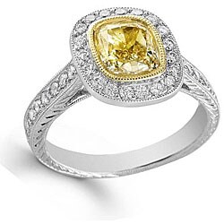 18k White Gold 2 1/10ct TDW Fancy Yellow Ring (SI1)