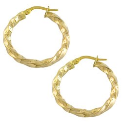 10k Yellow Gold Polished Twisted Hoop Earrings