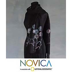 Cotton 'Midnight Hydrangea' Shawl (Thailand)
